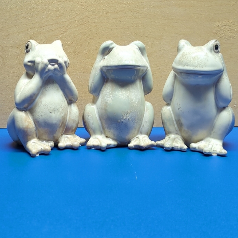 White Ceramic Frog Figurines